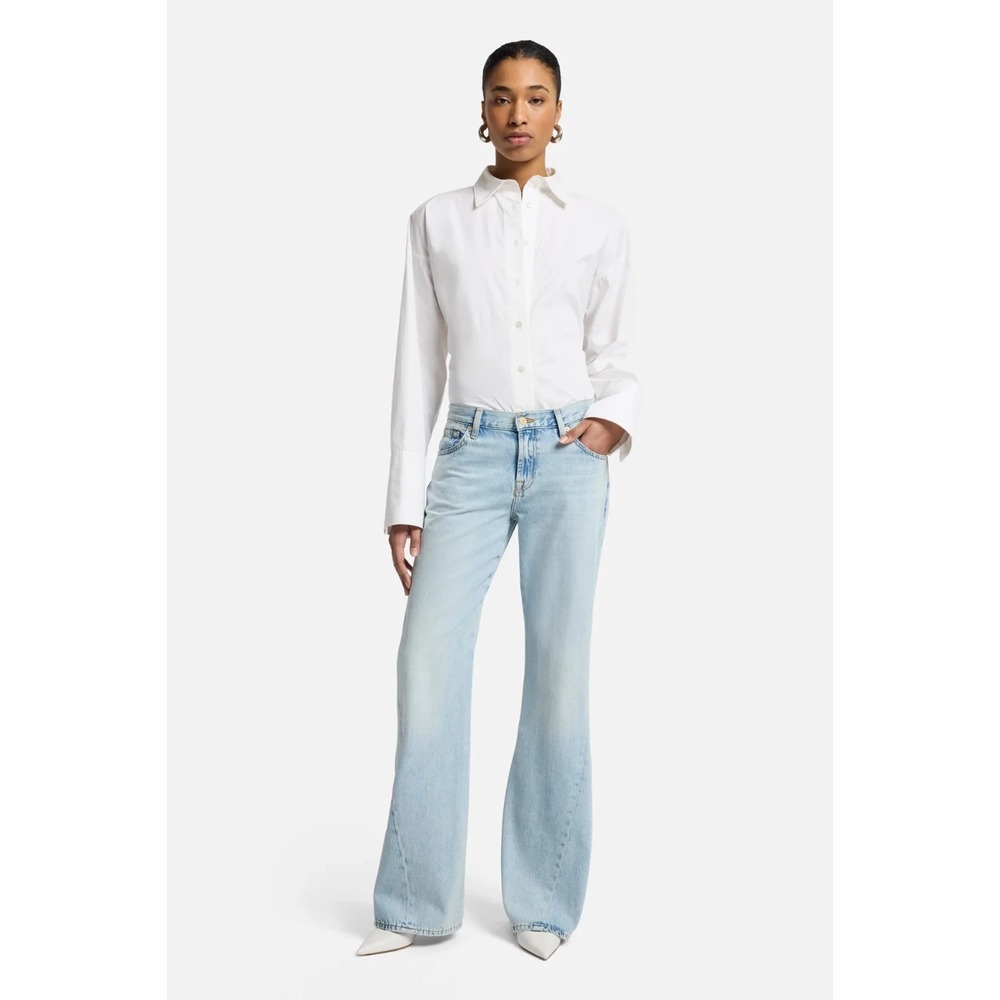 7 For All Mankind Spencer Flare Jeans Twisted Seam Tempe Light Wash Size 33 NWT